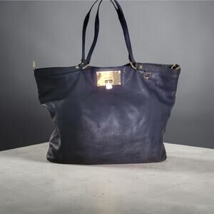 Michael Kors Large Women’s Tote Leather Bag Navy Blue Timeless Quiet Luxury